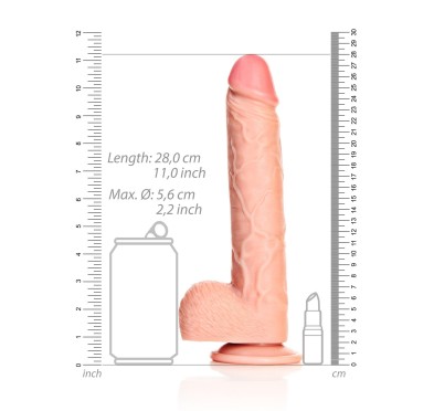 Straight Realistic Dildo  Balls  Suction Cup - 10""/ 25,5 cm